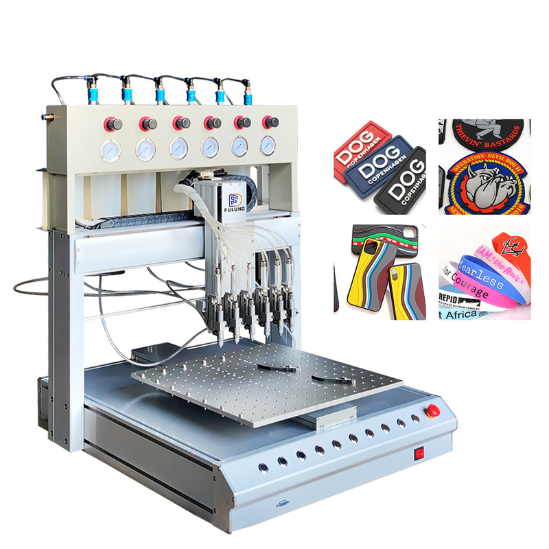 6 Colors Dispensing Rubber Badge Silicone Patch Machine For 3d Pvc Keychain