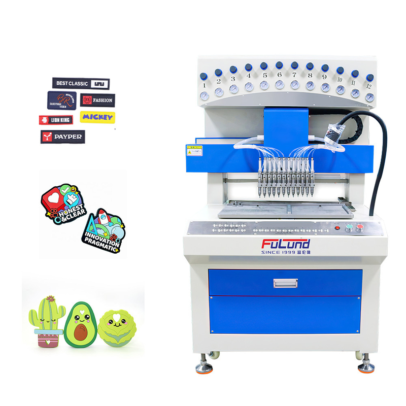 Factory automatic pvc silicone drip mold patches machine for make shoe sole slipper phone case key chain glue dispenser